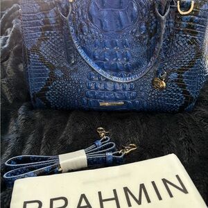 Brahmin Luxurious Blue Embossed Shoulder Bag